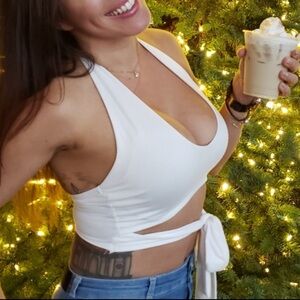 2BE ME FASHION white wrap crop top